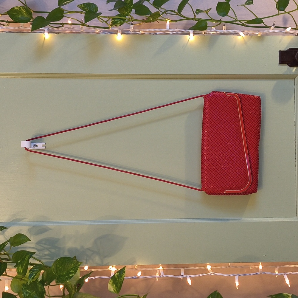 Women's Envelop Clutch Shoulder Bag Purse Red Gold Mesh